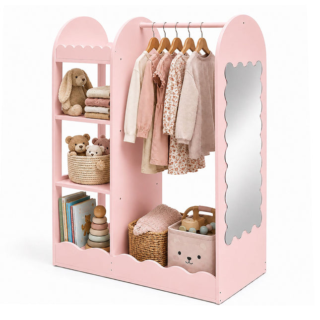 Kids' Coat Rack with Mirror and Shelf, MDF & Acrylic