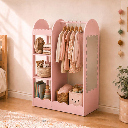 Garderobenständer für Kinder mit Spiegel und Ablage, MDF & Acryl