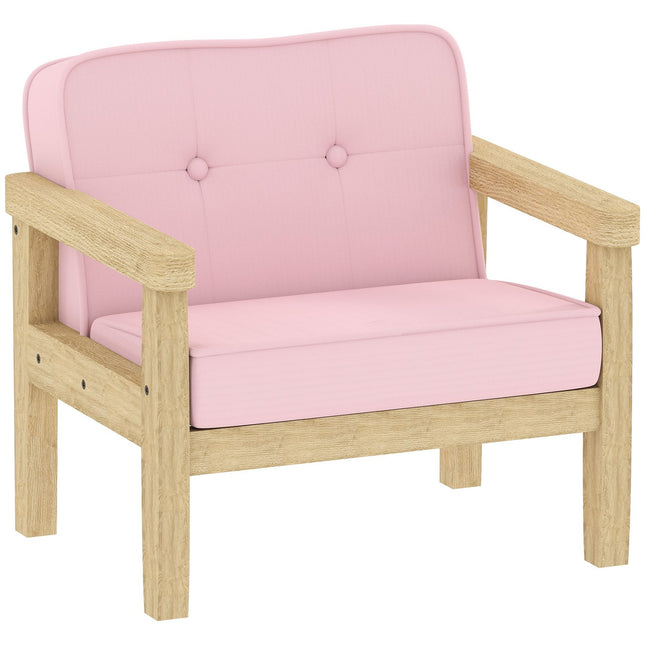 Kinder-Cord-Stuhl, Schaumstoff, Holzbeine, 3-8 Jahre, Rosa