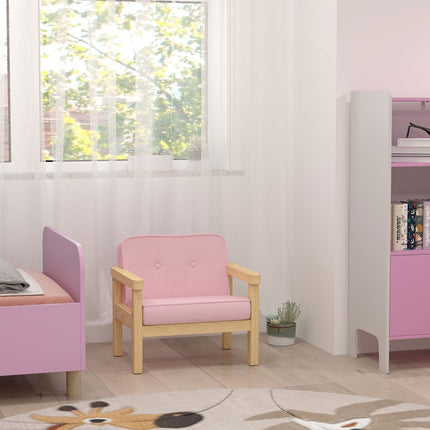 Kinder-Cord-Stuhl, Schaumstoff, Holzbeine, 3-8 Jahre, Rosa