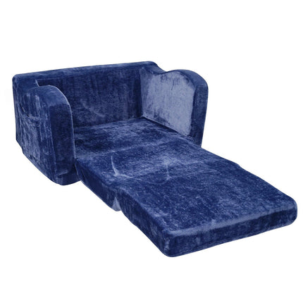 Kids Couch 2-in-1 Fold-Out Sofa Bed, Blue, Washable