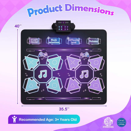 Kids Dance Mat with 4 Modes, LED Lights, and Music