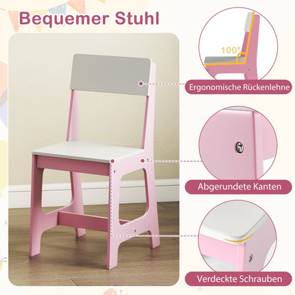 Kids' Desk & Chair Set with Storage, Pink MDF