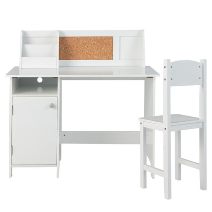 Kids Desk and Chair Set, Whiteboard, Storage Cabinet, Ages 3+