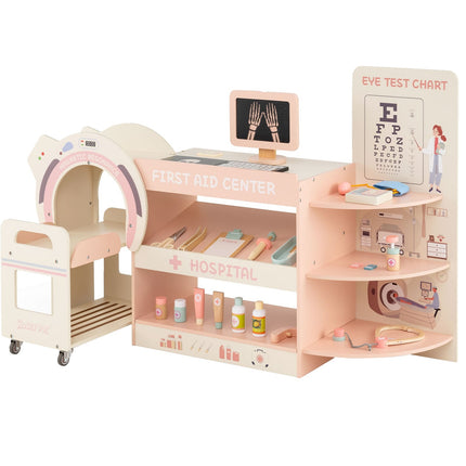 Kinder-Arztkoffer mit Sehtafel und CT-Scanner – Pink