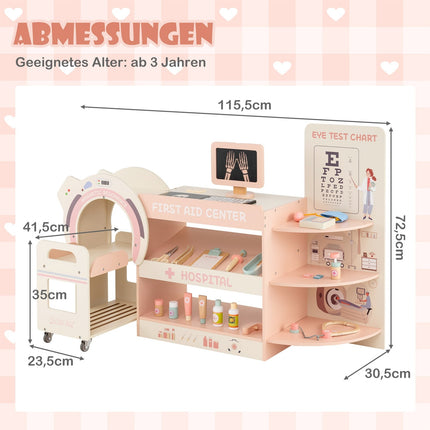 Kinder-Arztkoffer mit Sehtafel und CT-Scanner – Pink