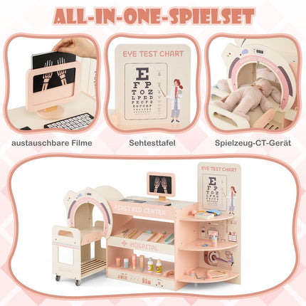 Kinder-Arztkoffer mit Sehtafel und CT-Scanner – Pink