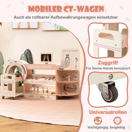 Kinder-Arztkoffer mit Sehtafel und CT-Scanner – Pink