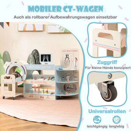 Kinderarzt Spielset mit Sehtafel & Spielzeug-CT-Scanner