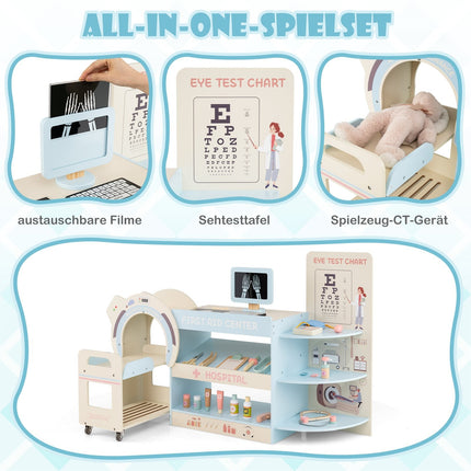 Kinderarzt Spielset mit Sehtafel & Spielzeug-CT-Scanner