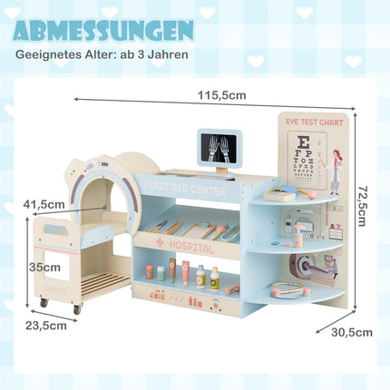 Kinderarzt Spielset mit Sehtafel & Spielzeug-CT-Scanner