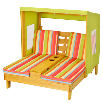 Doppelte Kinder-Chaiselongue – Überdachung, Getränkehalter