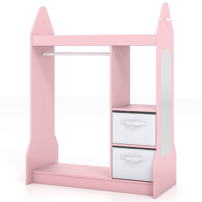 Kinder-Ankleideschrank mit Spiegel – Rosa, 107 cm