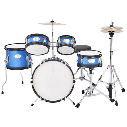 Kids Drum Set, 5-Piece 14-Inch Kit With Throne, Blue