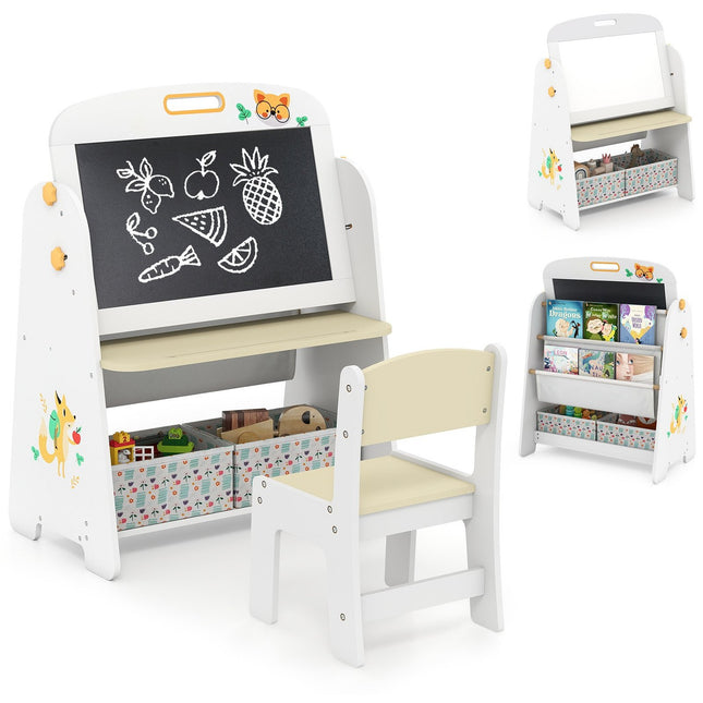 Kinderstaffelei mit Stuhl, Magnettafel & Kreidetafel