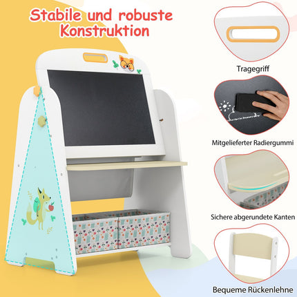 Kinderstaffelei mit Stuhl, Magnettafel & Kreidetafel