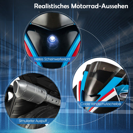 Elektrisches 3-Rad-Motorrad für Kinder mit Musik, Blau