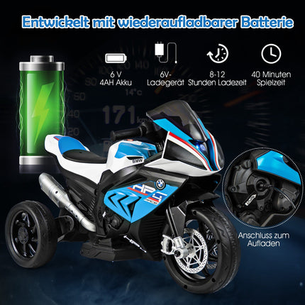 Elektrisches 3-Rad-Motorrad für Kinder mit Musik, Blau