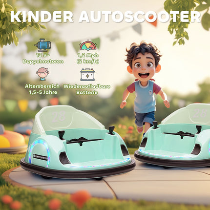 Elektrisches Kinder-Bumper-Car, 360°-Drehung, 2 km/h, Grün