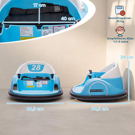Kids Electric Bumper Car, 360 Spin, LED Lights, Blue