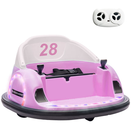 Kids Electric Bumper Car, Pink, 360 Spin, LED Lights