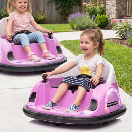 Kids Electric Bumper Car, Pink, 360 Spin, LED Lights
