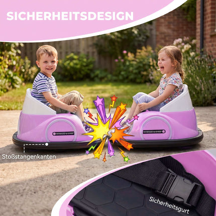 Kids Electric Bumper Car, Pink, 360 Spin, LED Lights
