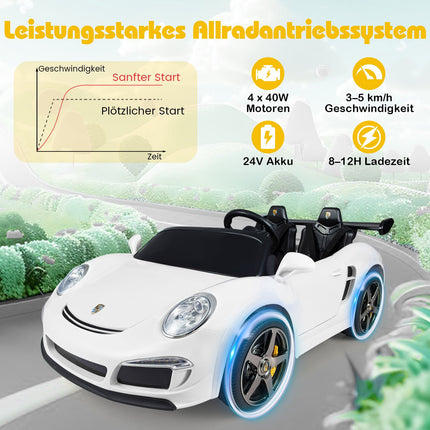 Kinder Elektroauto 12V, Fernbedienung, LED-Leuchten, Allradantrieb