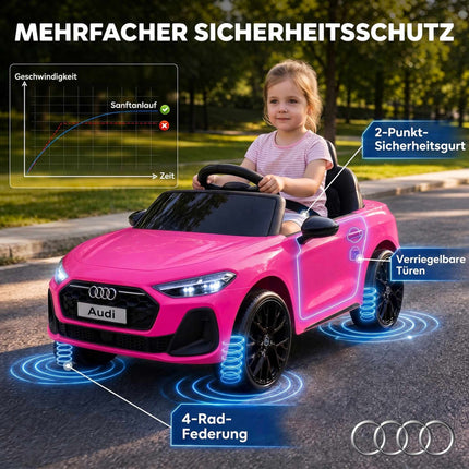 Kids Electric Car 12V with 2.4G Remote Control and 2 Motors, Soft Start, Pink