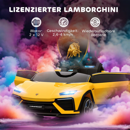 Kinder-Elektroauto 12V mit Fernbedienung, 2 Motoren, Gelb