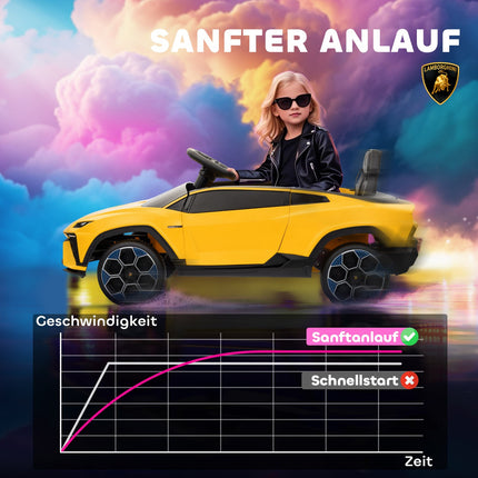 Kinder-Elektroauto 12V mit Fernbedienung, 2 Motoren, Gelb