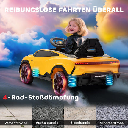 Kinder-Elektroauto 12V mit Fernbedienung, 2 Motoren, Gelb