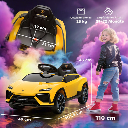 Kinder-Elektroauto 12V mit Fernbedienung, 2 Motoren, Gelb