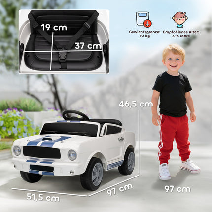 Kinder-Elektroauto 12V mit Fernbedienung, LED, Musik, Weiß
