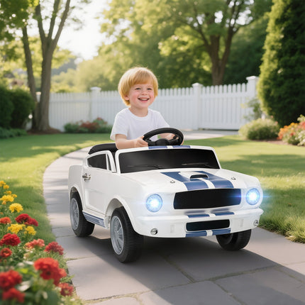 Kinder-Elektroauto 12V mit Fernbedienung, LED, Musik, Weiß