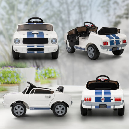 Kinder-Elektroauto 12V mit Fernbedienung, LED, Musik, Weiß