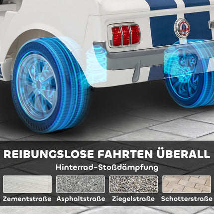 Kinder-Elektroauto 12V mit Fernbedienung, LED, Musik, Weiß