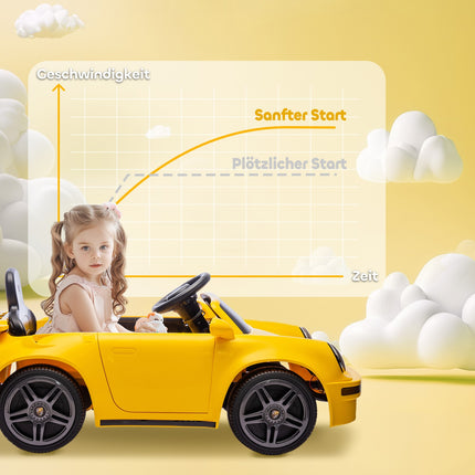 Kinder-Elektroauto, 12V mit Fernbedienung, MP3, LED-Lichtern, Gelb
