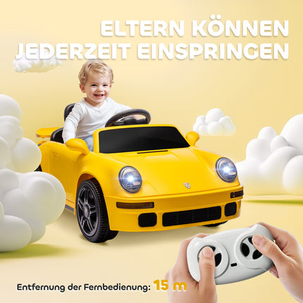 Kinder-Elektroauto, 12V mit Fernbedienung, MP3, LED-Lichtern, Gelb
