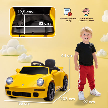 Kinder-Elektroauto, 12V mit Fernbedienung, MP3, LED-Lichtern, Gelb