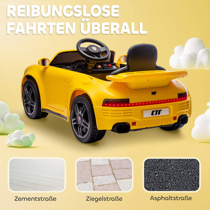 Kinder-Elektroauto, 12V mit Fernbedienung, MP3, LED-Lichtern, Gelb