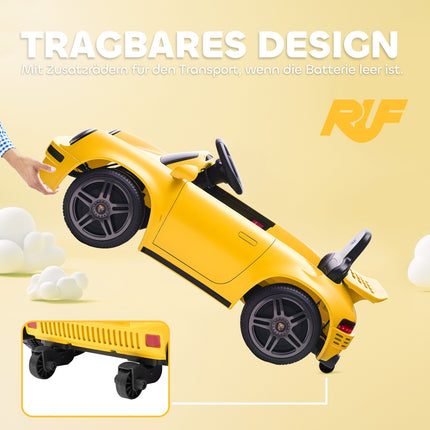 Kinder-Elektroauto, 12V mit Fernbedienung, MP3, LED-Lichtern, Gelb