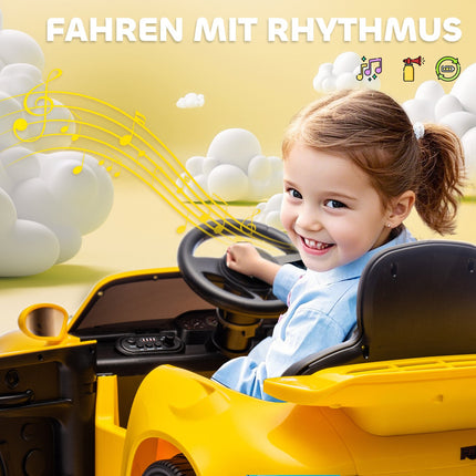 Kinder-Elektroauto, 12V mit Fernbedienung, MP3, LED-Lichtern, Gelb
