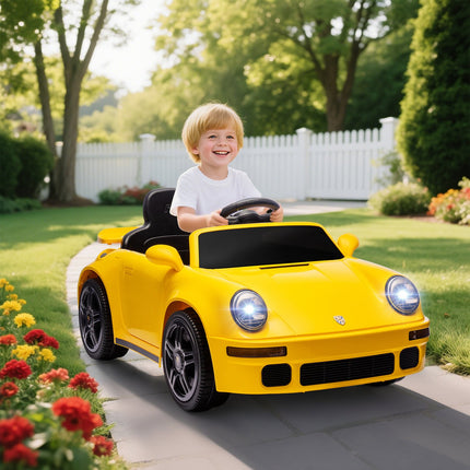 Kinder-Elektroauto, 12V mit Fernbedienung, MP3, LED-Lichtern, Gelb