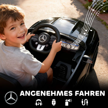 Kinder-Elektroauto, Mercedes Design, 12V, Fernbedienung, Schwarz