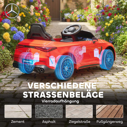 Dětské elektrické autíčko, design Mercedes, 12V, ovládání, LED, červená