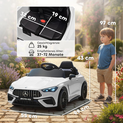 Kids Electric Car, Mercedes Design, 12V, Remote, LED, White