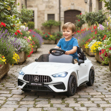 Kids Electric Car, Mercedes Design, 12V, Remote, LED, White