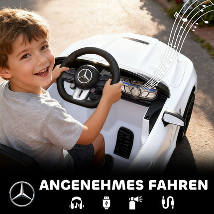 Kids Electric Car, Mercedes Design, 12V, Remote, LED, White