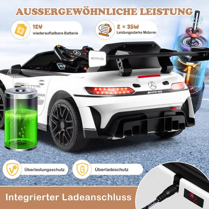 Kids Electric Car with Remote – Mercedes-AMG GT3, 12V, White
